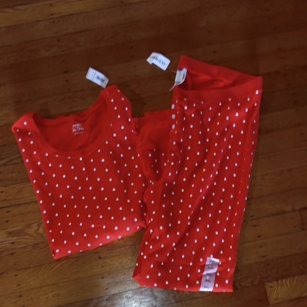 Old Navy Red Pajama Set with White Polka Dots